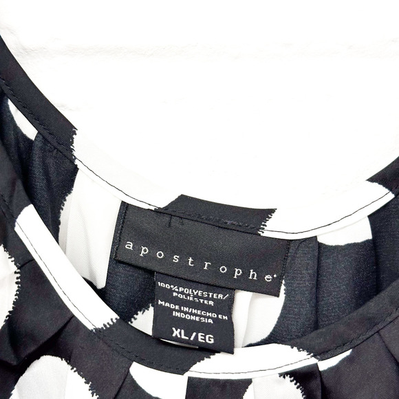 APOSTROPHE Black and White Polka Dot Top - Picture 3 of 3